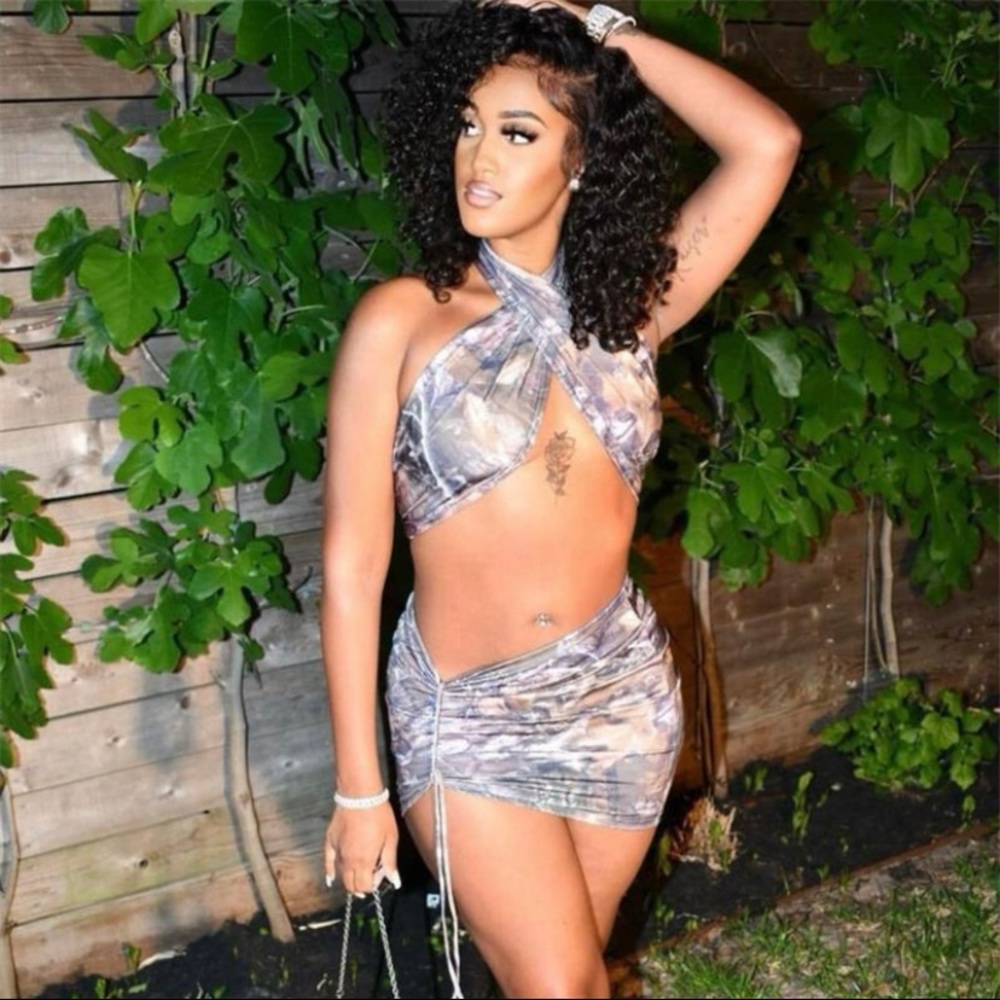 Gray Marble Two Piece Skirt Set. Small & Large.